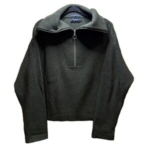 Holebrook Sweden 100% Extra Fine Merino Wool Green Sweater Zipper Size M EU Made